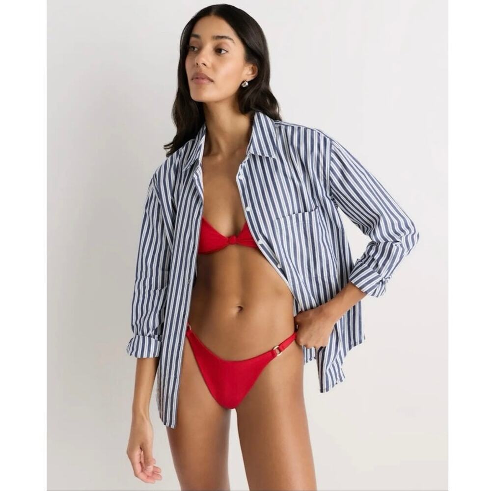 New Quince Italian High-Leg Ring Bikini Bottom Size Small